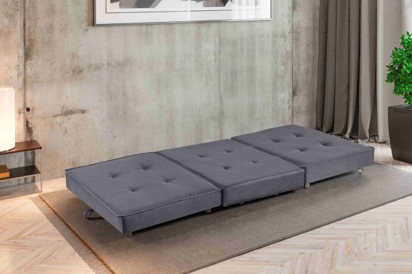 Puff Cama 190 3x62 Veludo Inca Grafite 10 Idealle